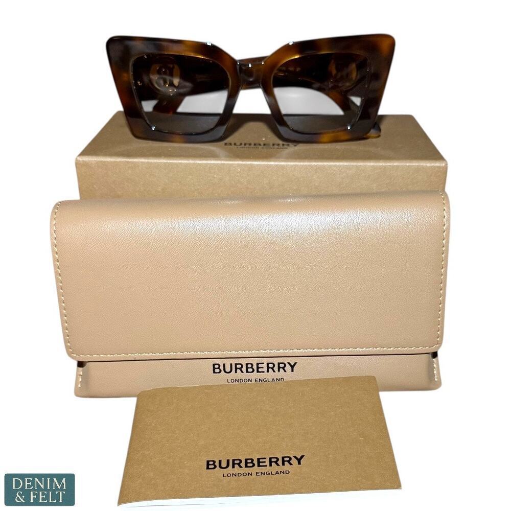 Burberry Daisy Light Havana Brown Tortoise‎ Polarized Logo Sunglasses 51mm Italy - Picture 4 of 15